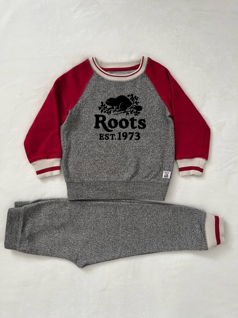 Roots Grey & Red Raglan Sweatshirt Set